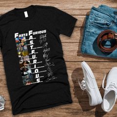 Fast & Furious Anniversary 9 Years T Shirt movie stars with signatures t-shirt