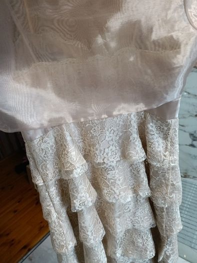 Beige boutique Angie frills occasion dress + bolero jacket party wedding confirmation communion wear dress 10/12 beige