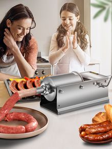 BRAND NEW Commercial Manual Sausage Stuffer Filler Machine W/ 4 Nozzles 3L-7.8L Stainless Steel for Making Sausage Hot Dog Bratwurst