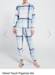 women's velvet check pyjamas bnip
