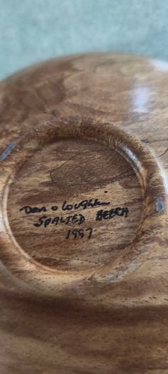 Deep SMALL Wooden Bowl -SPALTED BEECH- and the date 1997.as trinket dish handmade wood turning by Dan O'Loughlin .