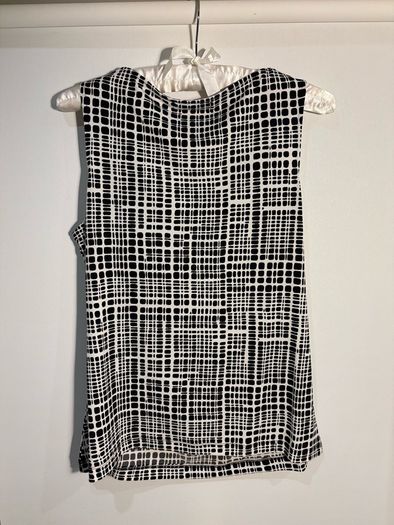 Calvin Klein Black/White Sleeveless Cowl-Neck Top