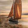 Original Painting , Watercolour by Helen Mulkerns (1996) - Galway Hooker at Sunset Image 3