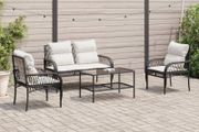 4 Piece Rattan Garden Sofa Set with Cushions