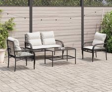 4 Piece Rattan Garden Sofa Set with Cushions
