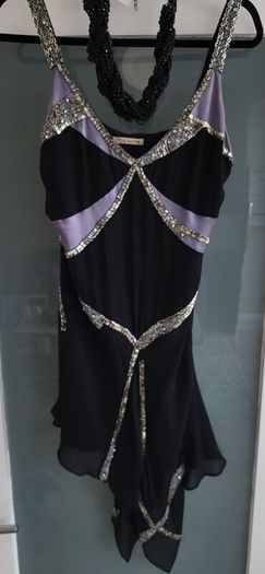NOCTURNE 100% Silk Beaded Cocktail Dress Sz 12UK(Fit 10-12UK) - Rrp 695 (New)
