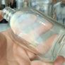489 - Set of 7 Vintage Clear Glass Screw Cork Top Collectible Decorative Bottles Image 5