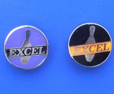 EXCEL JUNIOR BOWLING CLUB (ten-pin bowling) - membership badges x 2 (1960's / 1970's)