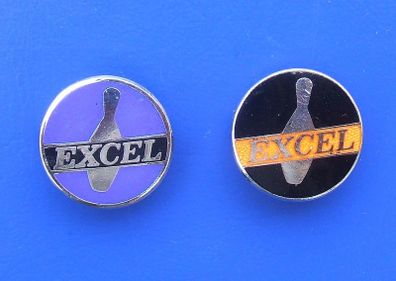 EXCEL JUNIOR BOWLING CLUB (ten-pin bowling) - membership badges x 2 (1960's / 1970's)