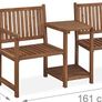 2 Seater Wooden Garden Companion Bench with Table Image 3