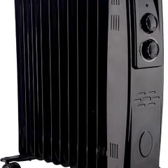 2500W Oil Filled Radiator Heater, 11 Fins Portable Electric Radiator with Adjustable Thermostat & Safety Cut-Off, Energy Saving Room Heater for Home & Office - Black