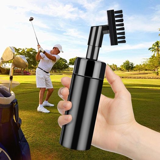 Golf Club Brush Groove Cleaner with Built-in Water Spray and Hook, Groove Cleaning Brush for Golf Ball Club, Black