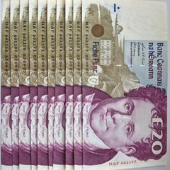 10 consecutive 20 pound banknotes