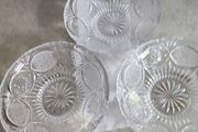 Set Of 3 - 6.5  Inches Shallow Vintage Bohemia Hand Cut Lead Crystal 24% Au Plomb Czechoslovakia Dish Bowl