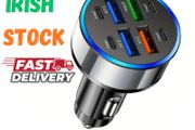 8 Port Car Charger 120W | 4 USB-A + 4 Type-C | Fast Charging Adapter for Xiaomi