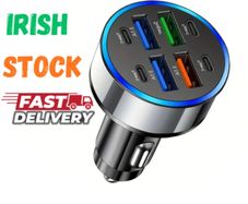 8 Port Car Charger 120W | 4 USB-A + 4 Type-C | Fast Charging Adapter for Xiaomi