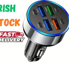 8 Port Car Charger 120W | 4 USB-A + 4 Type-C | Fast Charging Adapter for Xiaomi