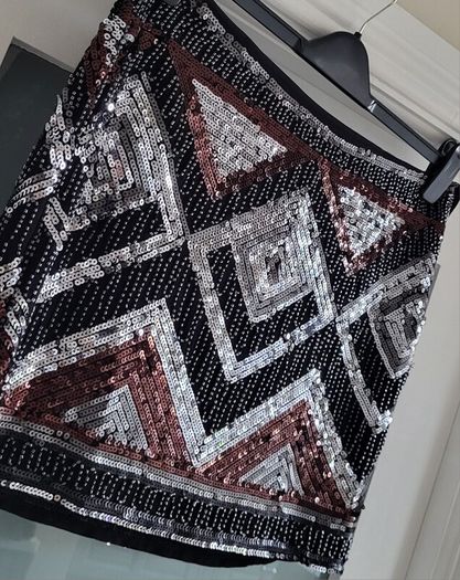 H&M silver, black and bronze sparkly skirt Sz 42 (Fit 12-14UK)