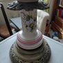 Antique table lamp habd painted ceramic body with ornate brass base works Image 9
