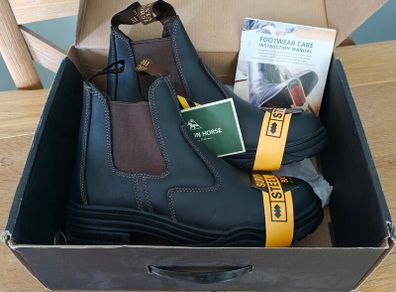 New Brown Mountain Horse Boots Protective Rider Short Riding Yard Steel Toe Cap - Size UK 7.5