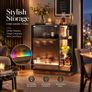 LED Bar Cabinet with Fluted Glass Doors 88cm Drinks & Wine Storage Sideboard Image 2