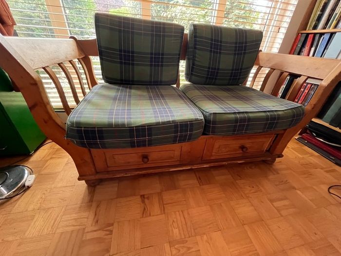 Sofa with wooden drawers