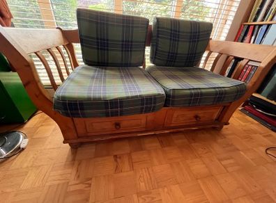 Sofa with wooden drawers