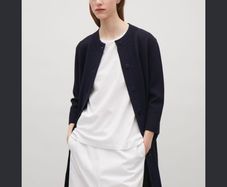 COS Black Textured Bubble Knit Longline Cardigan Coatigan Size S (UK 10)