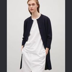 COS Black Textured Bubble Knit Longline Cardigan Coatigan Size S (UK 10)