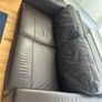 Brown leather settee  & foot rest Image 3