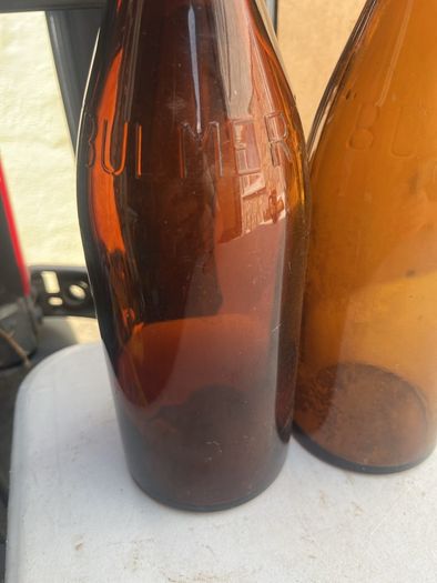 2 empty Flagons. Bulmers bottles.. corked caps