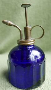 Vintage Perfume Vaporizer Glass Blue Ribbed