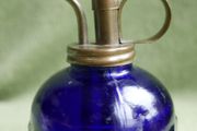 Vintage Perfume Vaporizer Glass Blue Ribbed