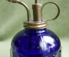 Vintage Perfume Vaporizer Glass Blue Ribbed