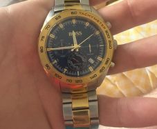Men's gold Hugo boss watch