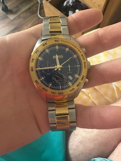 Men's gold Hugo boss watch
