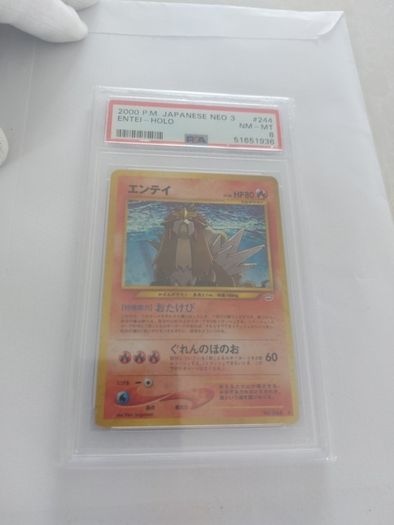 Pokemon Entei Holo 2000 Japanese Neo Revelation PSA 8 Swirl
