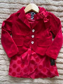 Girls Elegant Red Velvet Occasional Outfit