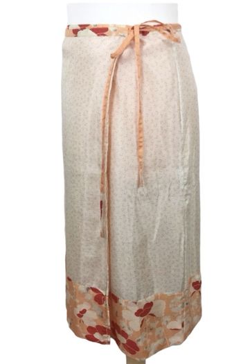 Noa Noa Ladies Silk Peach & Cream Floral Wrap Skirt L 14 includes postage