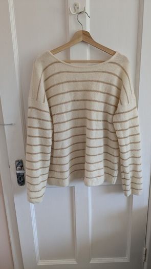 Sezane LA maille Cardigan cream and gold