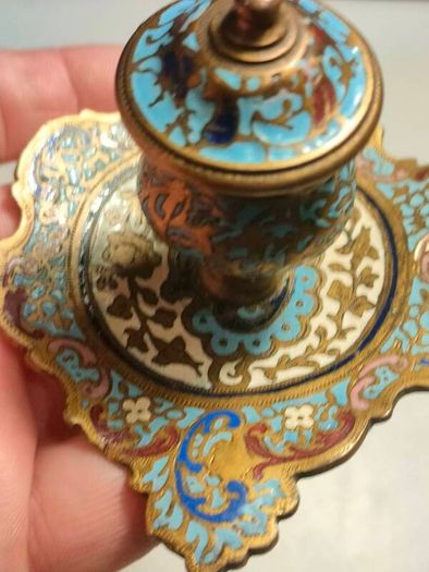 19th Century Napoleon 111 Bronze Cloisonne Ink Well