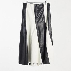 Topshop Premium genuine leather skirt in monochrome black and white.