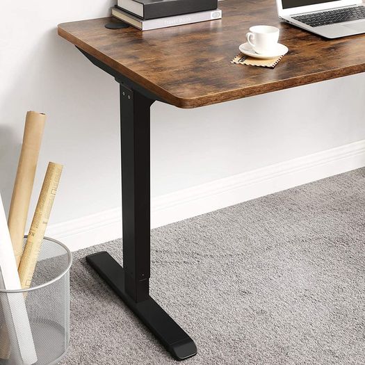 Electric Desk, Height-Adjustable, Desk Stand, Table Frame with Motor, 120 x 60 x (73-114) cm, Steel, Vintage Brown/Black,