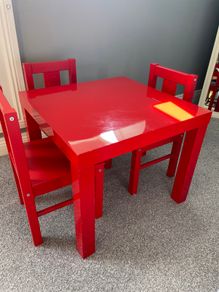 Red Children Table and Chairs. Ikea Lack and Kritter