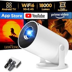 Mini Projector with 2026 Upgraded 18000 Lumen with WiFi6 and Bluetooth 5.4, Mini Projector 1080P Full HD Supported, 180 Rotation Compatible with HDMI/USB/Laptop/PS5