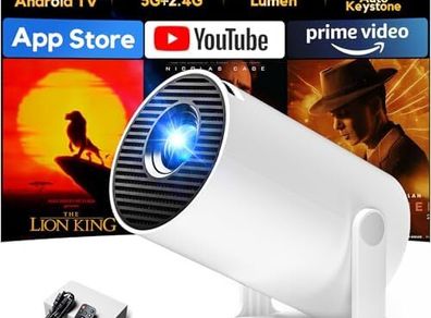 Mini Projector with 2026 Upgraded 18000 Lumen with WiFi6 and Bluetooth 5.4, Mini Projector 1080P Full HD Supported, 180 Rotation Compatible with HDMI/USB/Laptop/PS5