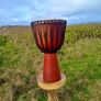 Tall Carved Wooden African Djembe Drum Image 2
