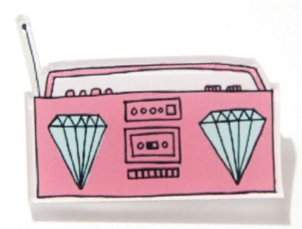 Pink cassette brooch