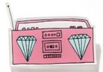 Pink cassette brooch