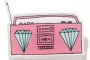 Pink cassette brooch